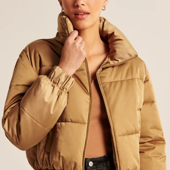 NWT Abercrombie & Fitch ultra mini utility puffer jacket brown - Picture 4 of 8